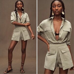 Anthropologie Olive Green Jumpsuit